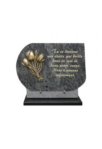 Memorial stone with tulips