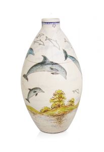 Hand painted urn Dolphins