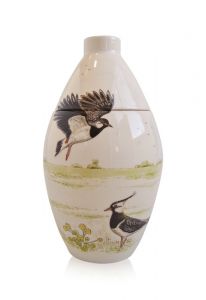 Hand painted urn Lapwings