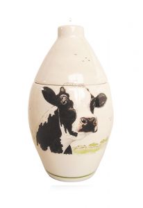 Hand painted urn Cow