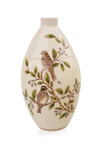 Hand painted urn birds A