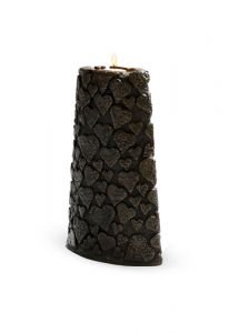 Bronze ashes urn 'Hearts' with candle holder