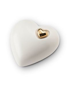 Mini urn 'Always in our hearts' satin white in several sizes