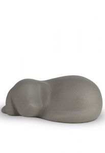 Pet cremation ashes urn 'Lying dog' grey