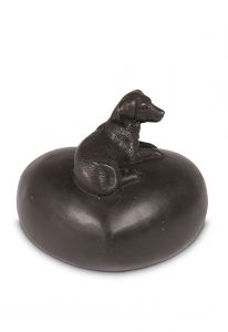 Bronze cremation ashes keepsake urn 'Dog on pillow'