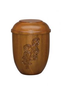 Wooden funeral urn roses