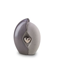 Ceramic keepsake cremation ashes urn 'Silver heart'