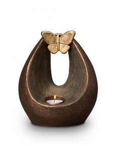 Ceramic keepsake cremation ashes urn with  candle holder