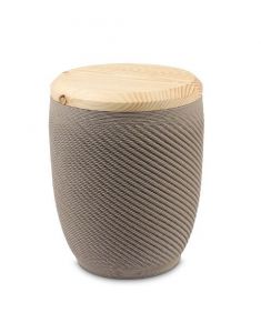 Urn for ashes 'Pearl' grey-brown with spruce wood lid