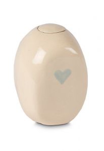 Ceramic keepsake urn with little heart beige