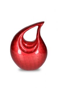 High gloss red teardrop cremation mini urn for ashes