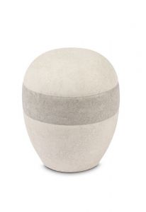 Porcelain mini urn for ashes 'Planet' cream-tortora