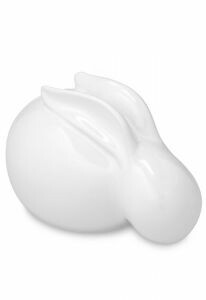 Rabbit cremation ashes urn glossy white