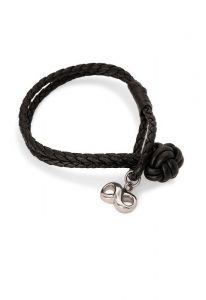 Braided cremation ashes holder leather bracelet 'Infinity'