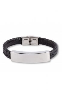 Braided cremation ashes holder dark brown leather bracelet