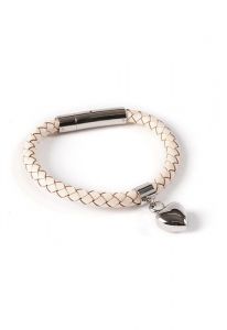 Braided cremation ashes holder leather bracelet with little heart