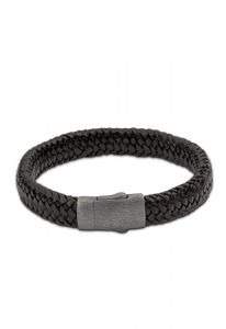 Ash holder braided leather bracelet 'Embrace' black