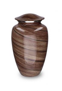 Aluminium cremation urn for ashes 'Elegance' wood look