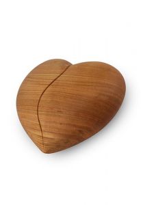 Mini companion heart urn made from satin-oiled cherry wood