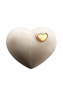 Mini cremation urn for ashes 'Golden Heart' natural ash