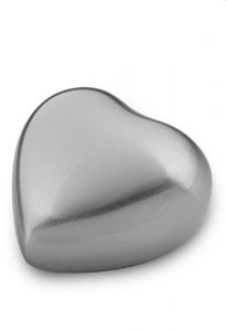 Silver coloured brass keepsake urn 'Satin heart'