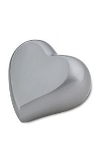Heart shaped cremation ashes keepsake urn silver grey