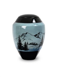Fibreglass cremation urn for ashes 'Mountain landscape'