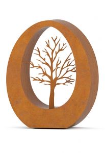 Corten steel adult cremation urn 'Oval tree'