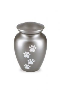 pet urn for ashes French grey with paw prints in various sizes