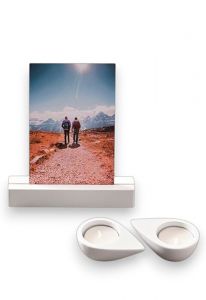 Memorialboxx with Photo Holder, Tealights, and Ash Container – White