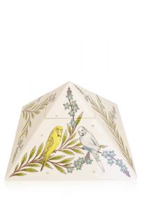Hand painted pyramid urn Coal Tit-Forget-me-not
