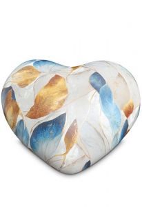 Half-standing heart cremation urn for ashes with colored leaves - Love Collection