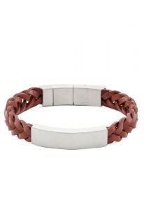 Braided leather cremation ash holder bracelet brown