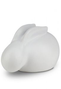 Rabbit cremation ashes urn matte white