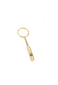 Keychain Cremation Ashes Urn Pendant 'Cylinder' with pawprint gilded