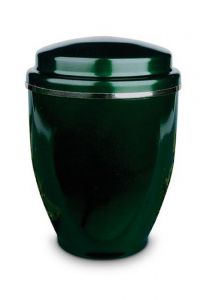 Cremation urn made from steel green