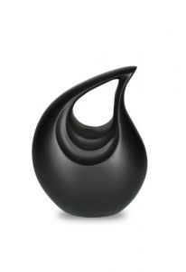 Small black teardrop cremation urn for ashes