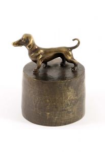 Dachshund urn bronzed