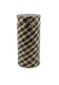 Handwoven wicker cremation urn for ashes - black/tan