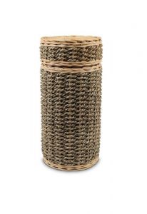 Handwoven wicker cremation urn for ashes - brown