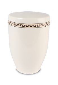 Metal urn 'Modern tree' cream white with strap