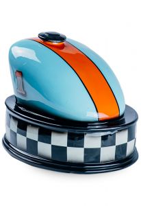 Handmade motorcycle gas tank urn for ashes 'Blue and Orange'