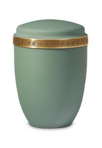 Green metal/steel funeral urn