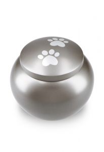 pet urn for ashes French grey with 2 paw prints in various sizes