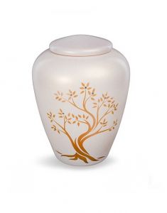 Glass cremation urn with Tree of Life white - symbol of connection