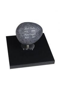 Cremation urn gravestone with Mass Blue nature stone boulder