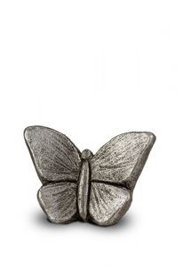 Ceramic art keepsake urn for ashes Butterfly | silver grey