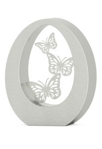 Stainless steel funeral urn 'Oval butterflies'