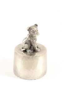 Yorkshire terrier urn silver tin