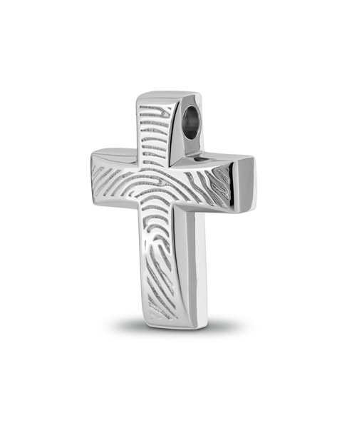 Fingerprint Pendant Cross with Cremation Ashes Holder